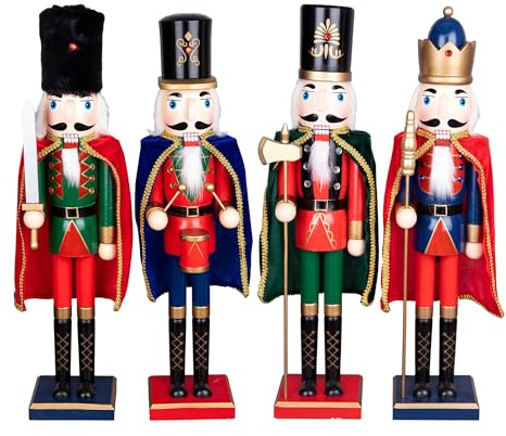 SHATCHI 60cm Wooden Christmas Nutcrackers Soldiers King Puppet Large Figurines Xmas Home Decoration Ornament -Supplied Any One, Red/Green/Blue