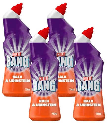 CILLIT BANG WC-Power Gel Kalk- & Urinstein Zerstörer – Kraftvoller WC-Reiniger – 1 x 750 ml (Packung mit 4)