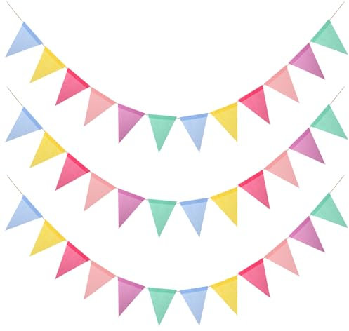 Wimpelkette Outdoor, 3 Stück wimpelkette kinderzimmer, Einschulung deko, Regenbogen Girlande Deko für Geburtstag Festival Indoor Outdoor Dekoration