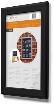 Deflecto Cadre Clip A4 - Cadre Élégant en Aluminium Noir pour Affichage Mural - Porte-Certificats et Affiches avec Ouverture Facile en Façade - Support Photo Stylé pour Maison et Bureau - Lot de 5