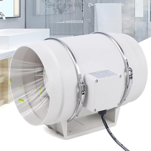 Ventilador de tubo de 150/200/220 mm, 220 V, 220 V, 220/540/900 m³/h, ventilador de tubo de canal, extractor en línea para invernadero, invernadero, sótano, garaje, cocina, baño (200 mm, 130 W)
