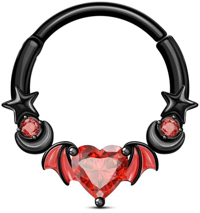 Jewseen Heart Septum Ring Halloween Cartilage Earrings 316L Surgical Steel Helix Piercing Jewellery Nose Ring Conch Hoop 10mm