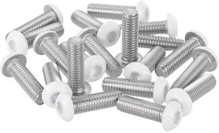 QUARKZMAN 20 Pcs Viti A Testa Bombata Con Filettatura Completa M6-1 X 20mm, 304 Acciaio Inossidabile Bulloni Finitura Brillante Viti Per Mobili Elettrodomestici, Bianco
