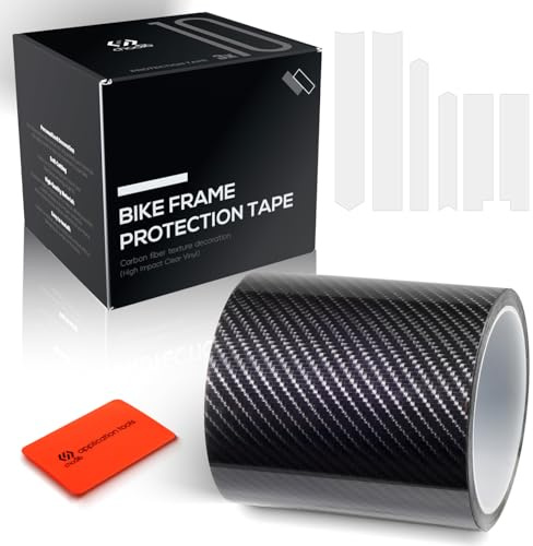 Chooee Carbon Fiber Pattern Bike Frame Protection Tape,Black/Semi-transparent Bicycle Frame Protector 3m(4x118),Bicycle Protective Film Stickers anti-scratch for ebike/Gravel/MTB/Road Bike