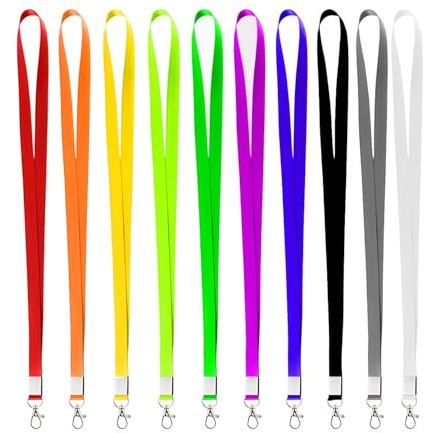 10 Stück Schlüsselbänder Umhängebänder, Schlüsselbänder zum Umhängen Bunt Nylon Lanyards Lanyard Schlüsselband mit Drehbarem Metallclip für Kamera Schlüssel Ausweishülle Namensschilder (10 Farben)