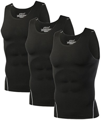 Audoc Mens 3 Pack Compression Tank Tops Cool Dry Sleeveless Compression Shirt (XXX-Large, 3 Pack Tank)