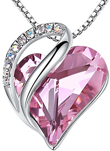 Leafael San Valentino Collana Donna Cuore con Pietra di Nascita, Ciondolo Cristallo Birthstone, Catena con Pendente Elegante, Confezione Regalo Inclusa