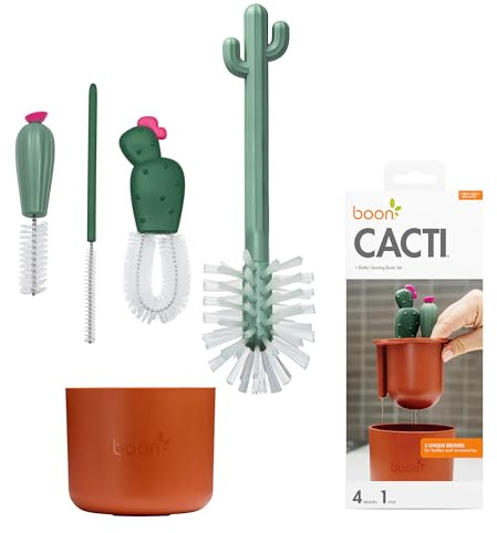 Boon Cacti Bottle Cleaning Brush Set, Terracotta, 4 Piece Set