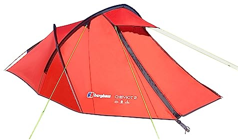 Berghaus Cheviot 2 Tent for 2 People for Harsh Weather Conditions, 2 Man, Compact, Lightweight, Tunnel, Easy to Pitch, 4 Season, Backpacking, Festivals, Wild Camping, Hiking, 5000mm HH, Red