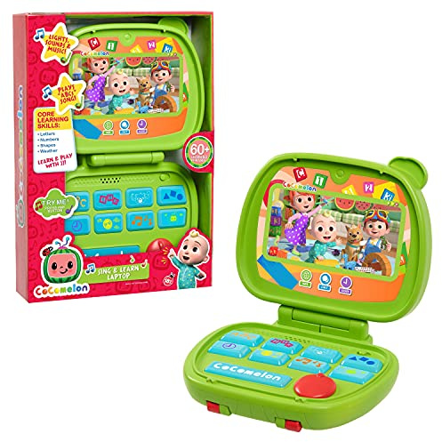 CoComelon Sing and Learn Laptop Toy for Kids, Lights, Sounds, and Music Encourages Letter, Number, Shape, and Animal Recognition, Officially Licensed Kids Toys for Ages 18 Month by Just Play