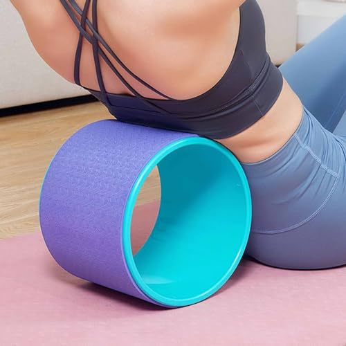 Halkfritt yogahjul för avslappning av muskler och viktminskning, bärbart kvitthjul för ryggsmärtlindring, lätt inomhus massagehjul för yoga dans studio gym (färg: Lila)