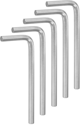 QUARKZMAN 5 Piezas de Llave Hexagonal de 5 mm, Llave Hexagonal en Forma de L de Acero Cromado Vanadio Métrica para Reparaciones en el Hogar, Tono Plateado