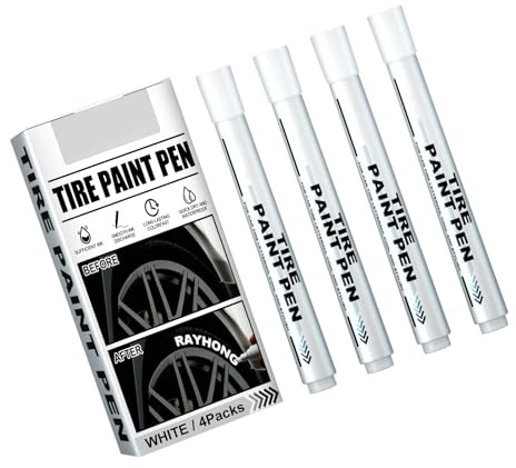EINCORN 4Pieces Paint Pen for Car Tires, White Paint Pen Waterproof Tire Marker Paint Pen, as the picture shows