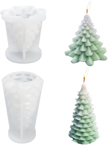 2 Moldes de Silicona para Velas - Árbol de Navidad y Abeto - para Hacer Velas y Jabón Hecho a Mano