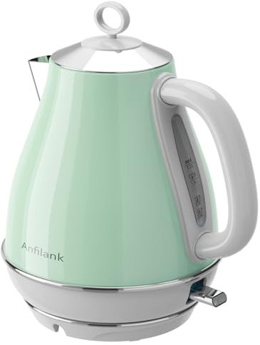 Anfilank Electric Kettle, Stainless Steel 1.7L, Rapid Boil 3000W, BPA Free, Auto Shut-Off and Boil-Dry Protection, Green