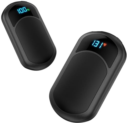 Hand Warmers 2-Pack, 2 * 3200mAh Rechargeable Hand Warmers, 3 Heat Settings, Up to 13Hrs, Ultra Thin Portable for Pocket Gloves Outdoor Sports, Winter Essentials for Men,Women. (Black)