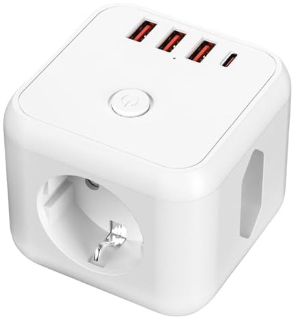 Presa Di Corrente A Muro Con Estensione - Caricatore Leggero Con 3 Porte USB - Caricabatterie Da Parete Con 3 USB | per Famiglia Ufficio Viaggio Camera da Bagno