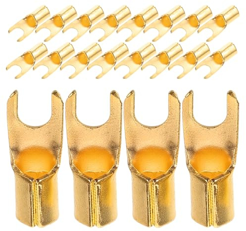 SHINEOFI Lot de 100 Borniers de Connexion en U Plaqués Or pour Amplificateur Automobile, Bornes Audio de Voiture Étanches, Connexion Rapide et Fiable, Compatibles Caisson de