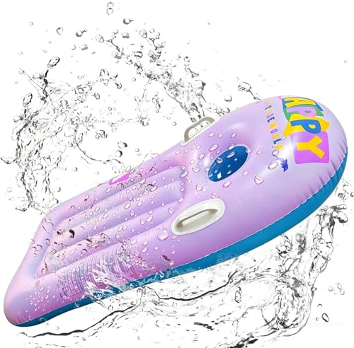 Tavole da Surf Gonfiabile, dellyy Bodyboard Gonfiabile con Manici, Tavola da Nuoto Gonfiabile per Bambini, Tavoletta Mare Bambini per Scivoli d'Acqua, Spiagge, Piscine - 110 x 48cm (Rosa)