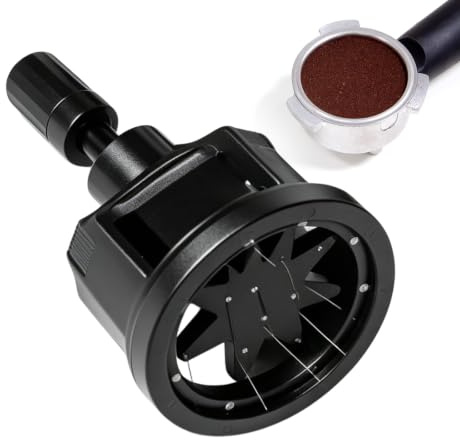 EQULIUS Aguja de espresso, herramienta de distribución de 8 WDT, 58 mm Premium Espresso Stirer, prensador de café portátil ajustable de acero inoxidable, prensador para barista, preparación de café