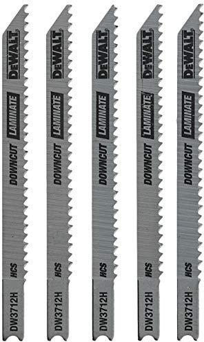 DEWALT Jigsaw Blades, Laminate Down Cutting, U-Shank, 4-Inch, 10-TPI, 5-Pack (DW3712H)