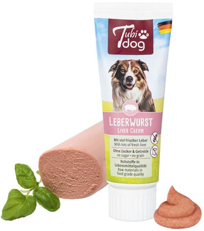Tubidog Leberwurst 3 x 75g - eine spezielle, hundegerechte Leberwurst - als Leckerchen, Tablettenversteck oder Belohnung geeignet