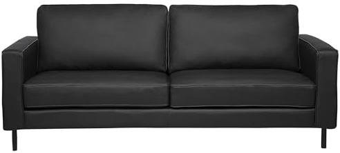 Sofa 3-Sitzer Leder modernes Ledersofa in Schwarz Couchsofa Wohnzimmersofa