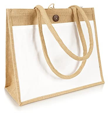 Jute statt Plastik Original | JB1415MC | Jutetasche Canvas | Jutebeutel Einkaufstasche | Fair & Nachhaltig | Shopping Einkauf
