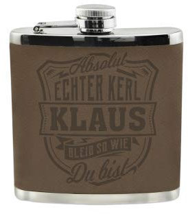 History & Heraldry Echter Kerl Flachmann Klaus - individuell und personalisiert mit Gravur, Name und Spruch