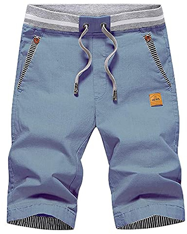 HCSS Mens Shorts Casual Summer Chino Shorts with Elastic Waist Pockets