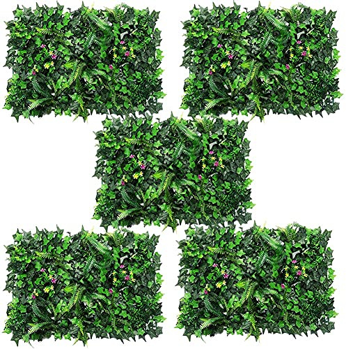 Eeneme Fondo Verde, Paneles de setos Artificiales, Pared de Plantas Artificiales, Plantas Artificiales Verdes, jardín de Hiedra Artificial, Valla de privacidad de césped Verde, 40 x 60 cm