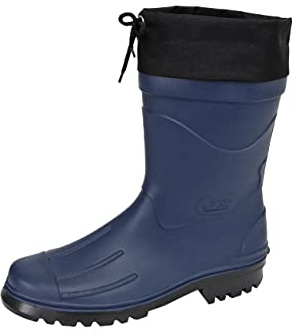 MADSea Nils-Hannes Bottes en caoutchouc pour homme et garçon | Bottes de pluie mi-hautes imperméables non doublées | Avec manchette en nylon à lacets, Bleu foncé, noir., 44 EU