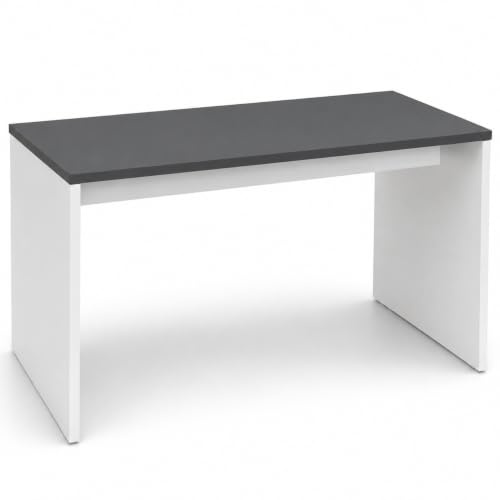 Genérico OFILIKE Escritorio Oficina y Teletrabajo, Mesa Ordenador de Melamina 25 mm, Escritorio Moderno para Estudio, Estructura Blanca (Gris Grafito, 120x60)