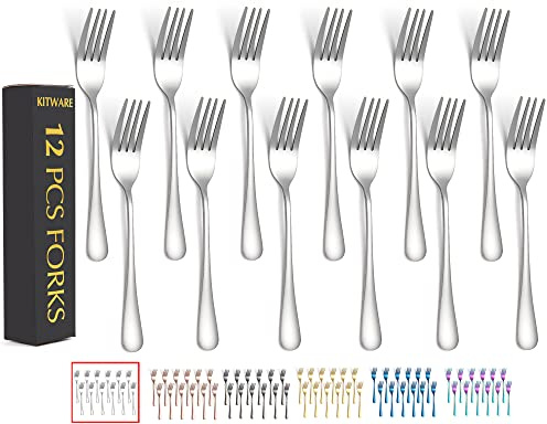 Silver Salad Forks Set of 12 pieces，Stainless Steel Flatware Forks 6.8 inch，Mirror Polish Small Utensils, New Kitchen Essentials Cutlery Set Dishwasher Safe