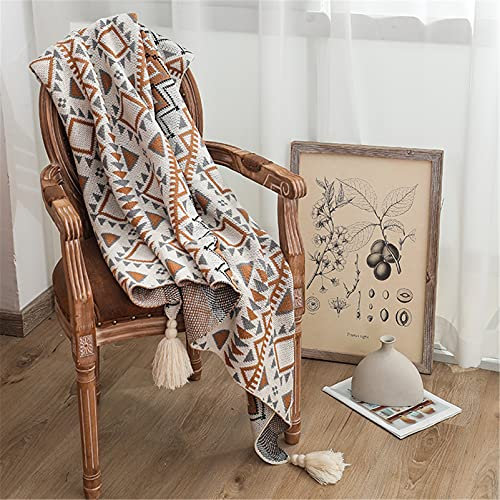 Bohemian Blanket Throw, Geometrisk bomullsflätad Boho Throw filtar Soffa Överkast Patchwork Stickad filt, 80 * 120cm The New