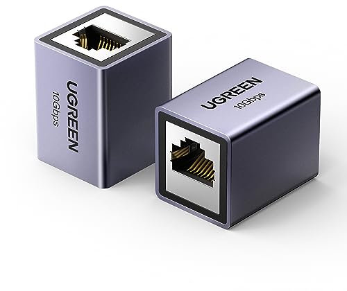UGREEN LAN Kabel Verlängerung RJ45 Kupplung 10 Gigabit Verbinder Ethernet Netzwerkkabel Cat7/ Cat6/ Cat5e/ Cat5（Grau-2 Stück）