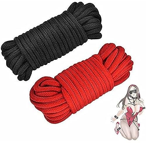Cuerda Multiusos de 10 m/33 pies, Colores aleatorios Negro y Rojo, 2 Rollos y fácil de Transportar