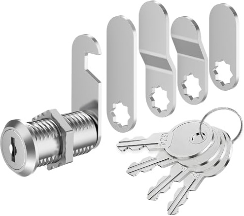 VOCIBO® Serrure de Boîte Aux Lettres Avec 4 Clés - 5 Plaques Différentes, 30 mm, Diamètre 18 mm - Pour Casier et Boîtes