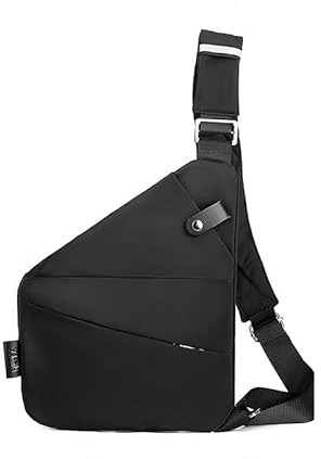 Stöldskydd crossbody väska för kvinnor axelväska bröstväska för män, Svart