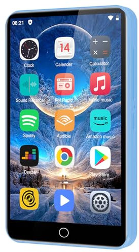 80GB MP3 Player with Bluetooth and WiFi, ZAQE Full Touchscreen MP4 MP3 Player with Spotify, Audible, Amazon Music, Android Music Player with Speaker, FM Radio, E-book, Up to 1TB