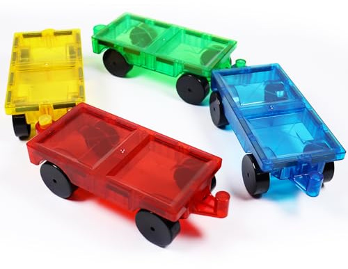 Capgoost Lot de 4 blocs de construction magnétiques pour voiture, briques magnétiques de voiture, jouets magnétiques pour garçons et filles