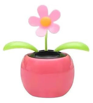 Pink Solar Dancing Flower Car Dashboard Decorations - Funny Solar Powered Dancing Flower Pot Car Ornaments Flower Swinging Toy for Car Decor, Funny Gifts, Solar Powered Toys