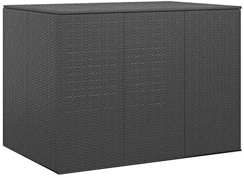Gecheer Scatola per cuscini da giardino in resina intrecciata 145 x 100 x 103 cm, nero, contenitore per attrezzi da giardino, contenitore per balcone, piscina, terrazza patio