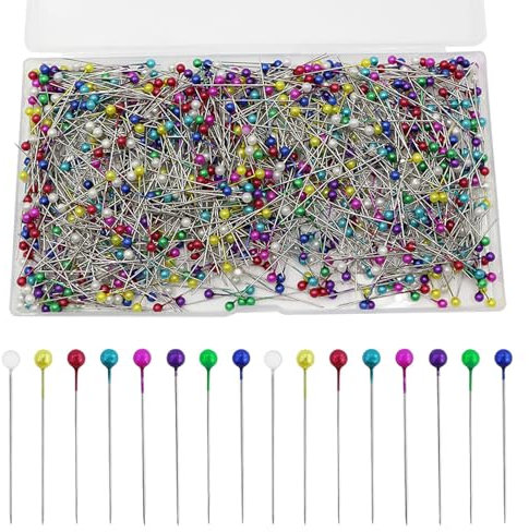Kzouenzu 640 Stück Stecknadeln Mit Kopf [38mm], Edelstahl Stecknadel Glaskopfstecknadeln, Für Basteln Nähen Säumen Craft,Jewelry Komponenten Dekoration