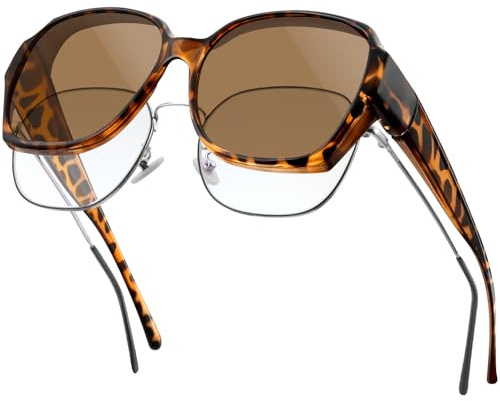 MELLIEX Surlunettes de Soleil Femme Homme, Polarisées Lunettes de Soleil UV 400 Carrées, Motif Léopard