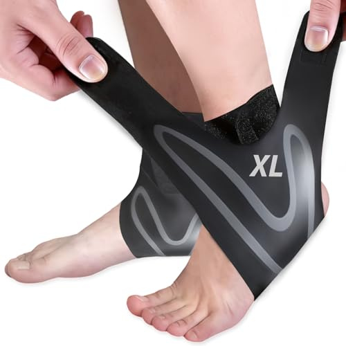 CharmChic 2 Pezzi Cavigliera Ortopedica, Cavigliera Sportiva, Tutore Caviglia con Fascia Regolabile, Cavigliera Elasticizzata Cinghia per Uomo e Donna, Ideale Come Protezione Durante lo Sport, XL