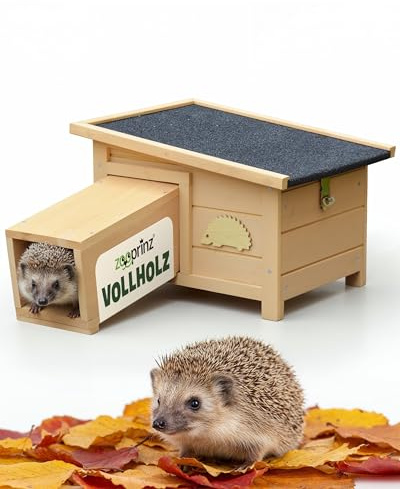 zooprinz Igelhaus Winterfest mit Boden – sicheres Outdoor Igelhotel für den Garten, wetterfestes Holz Haus mit geschütztem Eingang & abnehmbarem Dach, Bausatz ohne Werkzeug – draussen trocken & warm