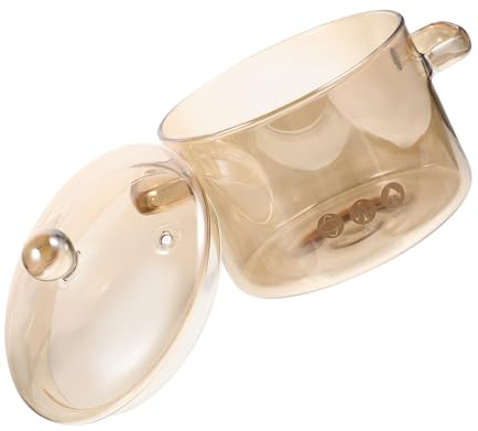 MUELODSIC Olla de Vidrio Transparente para Cocción Lenta de 1300 Ml con Doble Asa y Tapa Hermética Apta para Estufa de Gas y Horno Adecuado para Guisos Sopas y Pasta