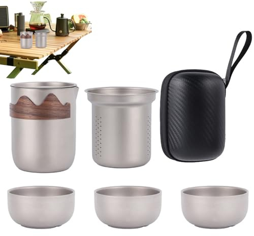 Generisch Vaisselle à thé en titane pour les voyages | Vaisselle à thé de camping en plein air, Kung Fu avec tasse à thé | pour randonneurs, pique-nique, voyage en voiture, jardin, arrière-cour, parc