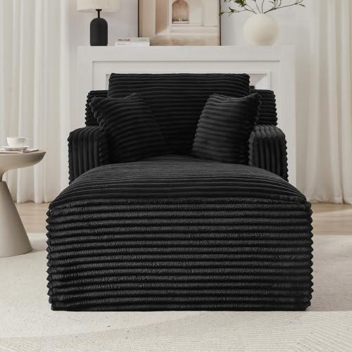 Sofá Chaiselongue de Pana, Sillón Relax para Salón y Oficina, Negro